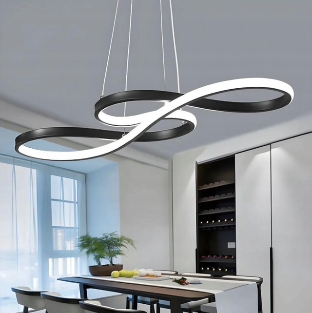 Lampadario A Sospensione LED Moderna Nera 52W 75x32 cm, Luce Regolabile Con Telecomando, Lampada Sospesa Per Soggiorno Sala Da Pranzo Camera, GOECO