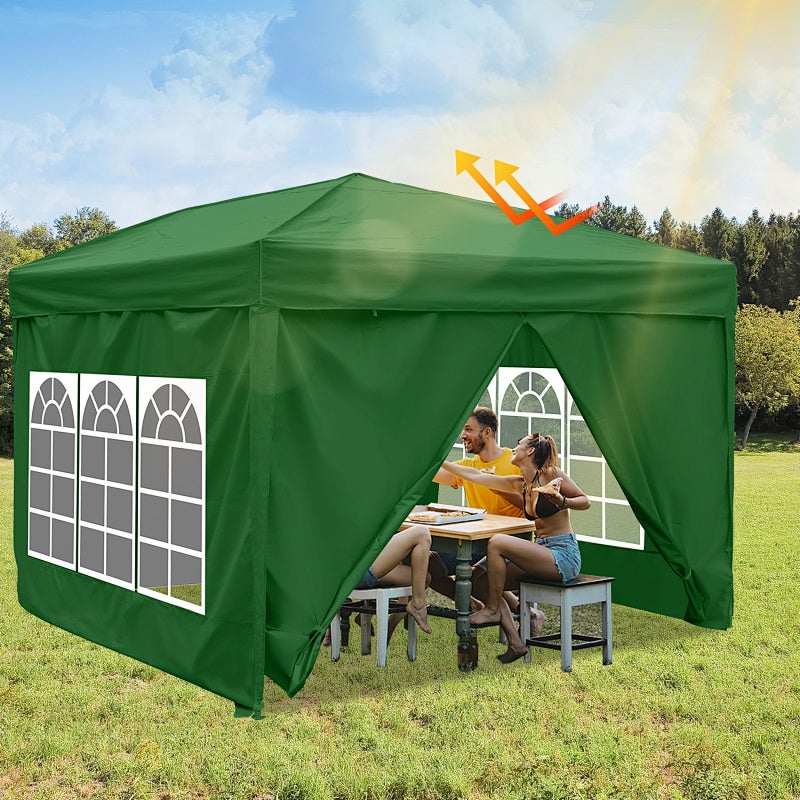 Składany namiot zewnętrzny 3x3m z filtrem UV 50+, wodoodporny, składany pawilon, zielony