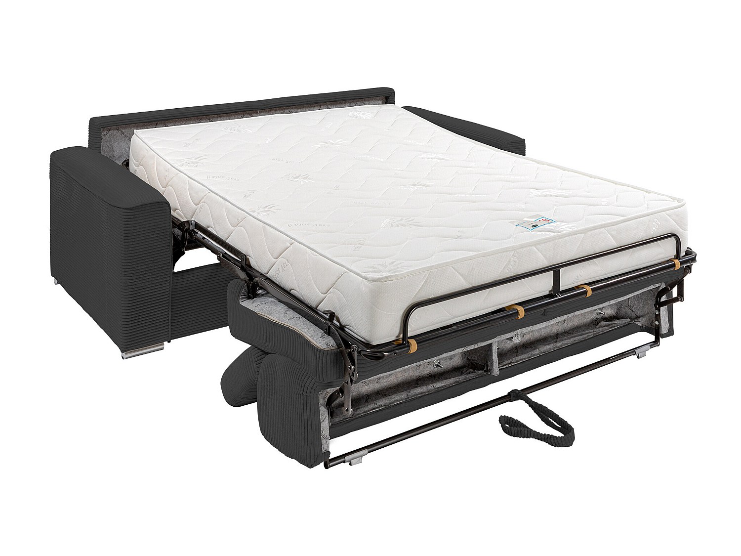 Kanapa 3 osobowa rozkładana typu express z szarego sztruksu - Miejsce do spania 140 cm - Materac 22 cm - VIZIR
