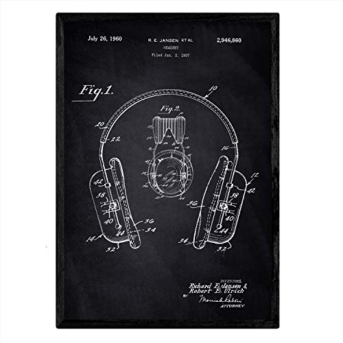 Poster Con Cornice Nacnic Brevetti Vintage | Formato A3 29,7x42 Cm, Stampa Su Carta 250g - Prodotto In Spagna