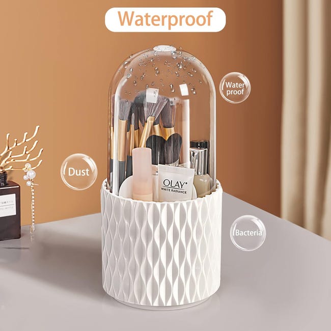 Organisateur Maquillage Tomalithic 360° Rotatif Avec Couvercle - Rangement Pinceaux Et Cosmétiques