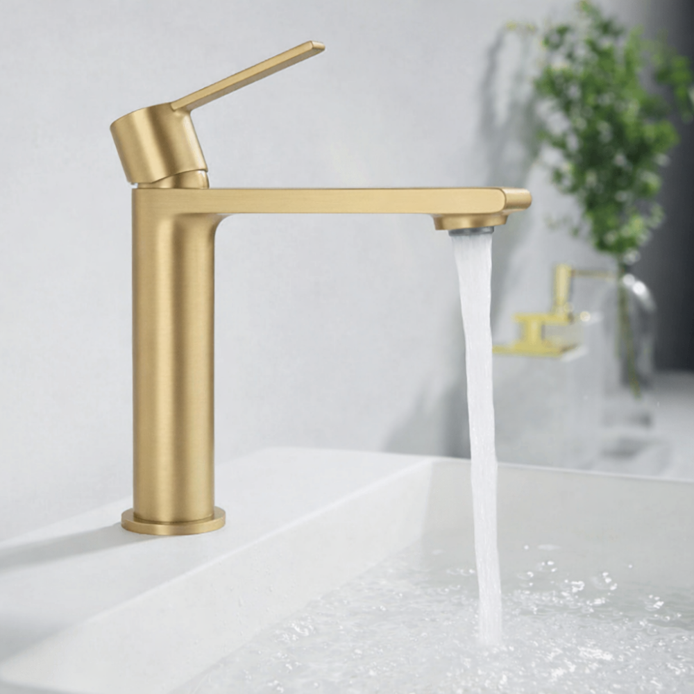Ensemble mitigeur lavabo + Colonne de douche - Couleur Or brossé - 4