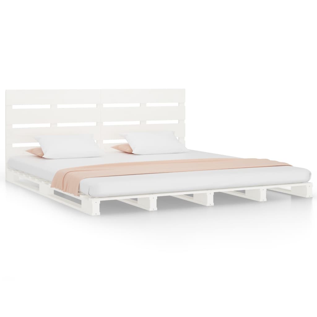 Cadre de lit sans matelas en bois massif de pin blanc pour la chambre, 180 × 200 cm - 2