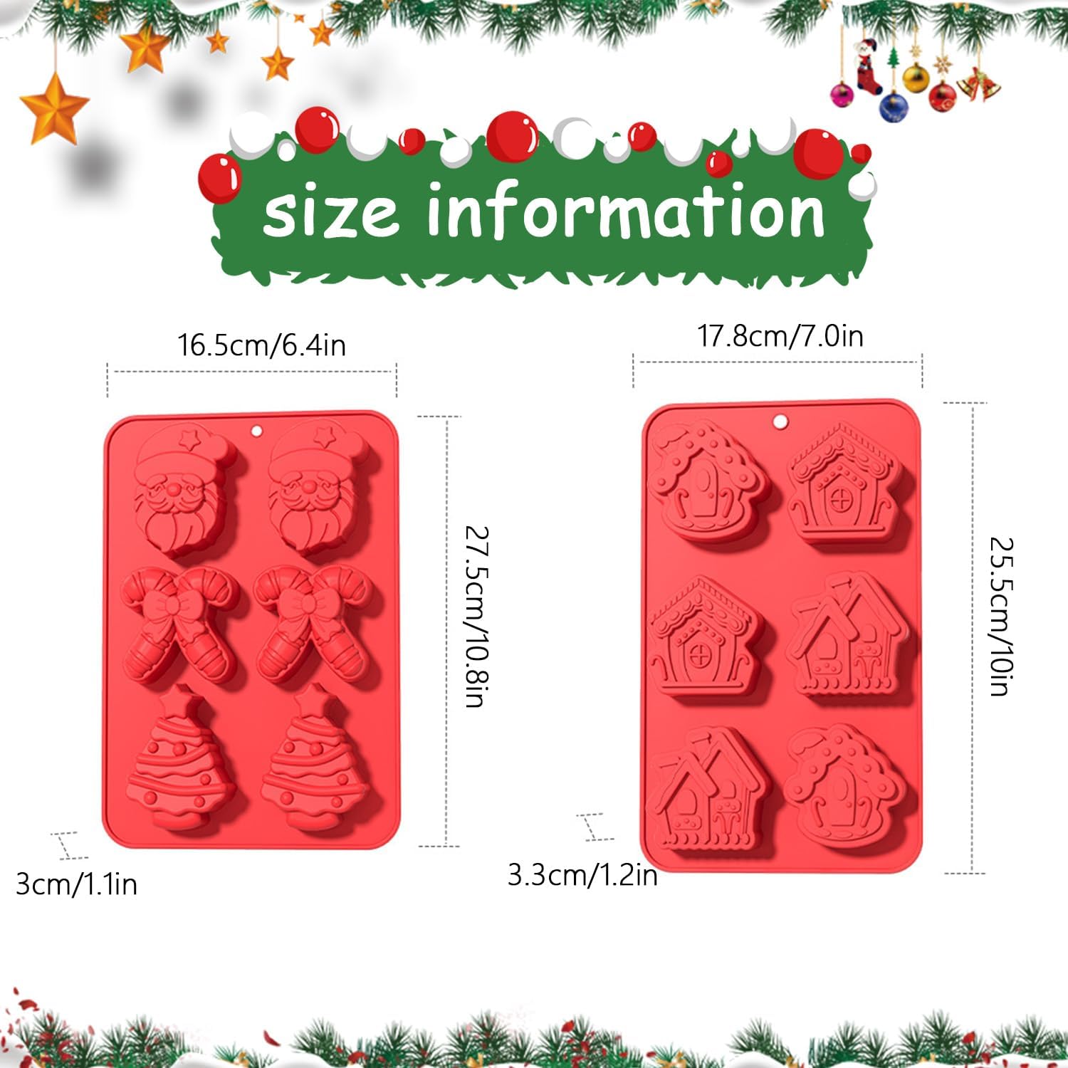 GOLRISEN 4 Pezzi Stampi in Silicone Natale Stampi per Cioccolatini Natale Stampo per Dolci in