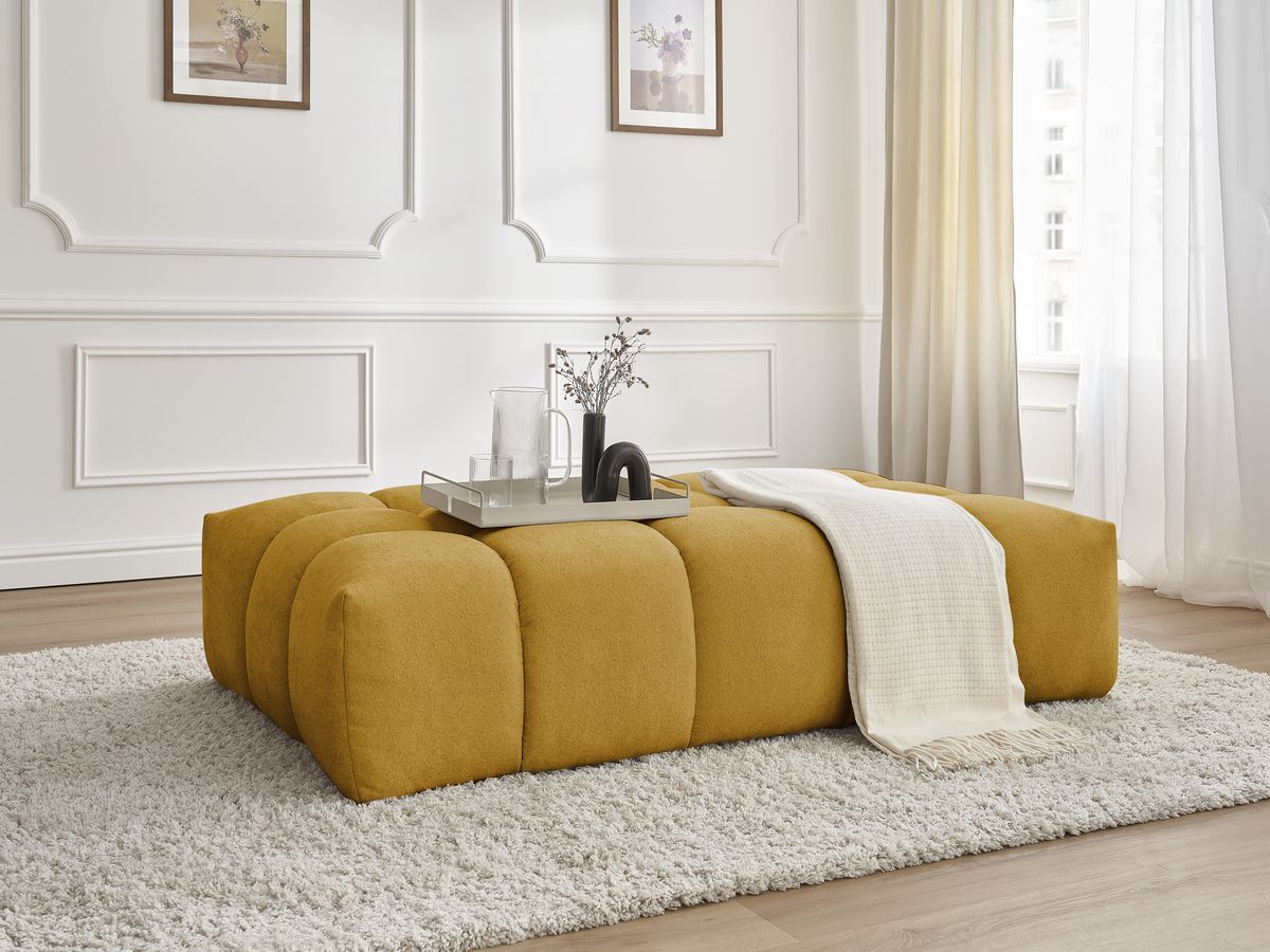 Pouf EVEREST tissu texturé BOBOCHIC 1 place Jaune | Leroy Merlin