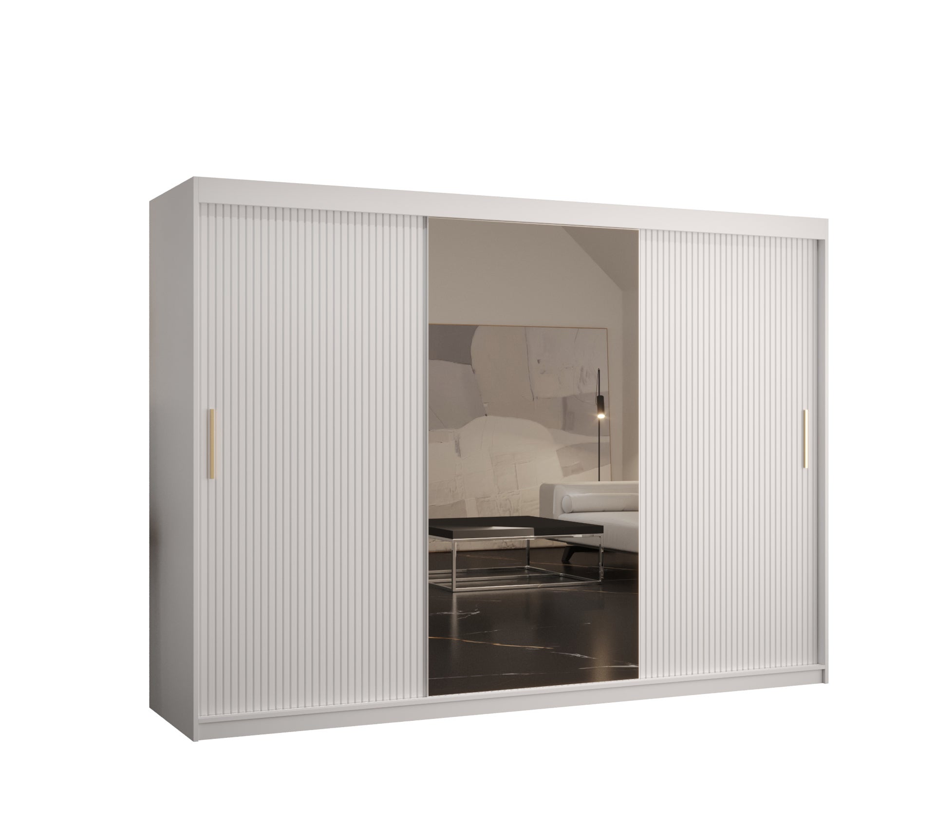 Szafa przesuwna garderoba RIFLO SLIM 2 250 x 62 x 200 cm Biały - Abiks Meble