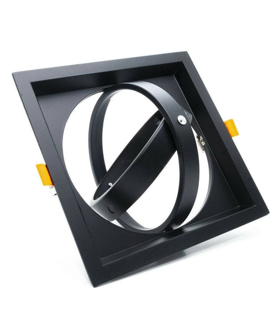 Trade Shop - Portafaretto Incasso Ar111 Quadrato Supporto Per Faretti Illuminazione P-ar111-1 - Nero - 3
