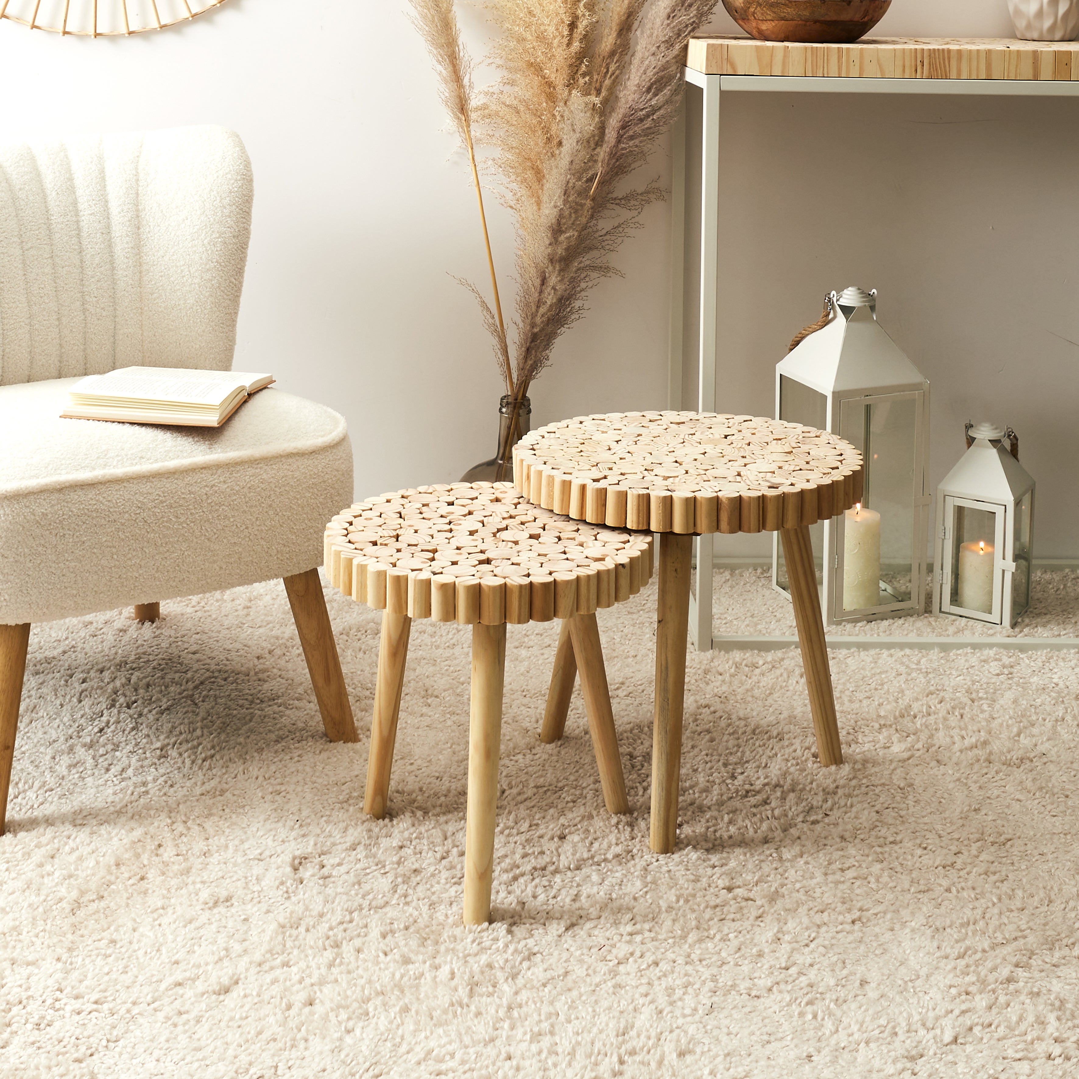 Table Gigogne - Home Deco Factory - Rondin - Marron - 4