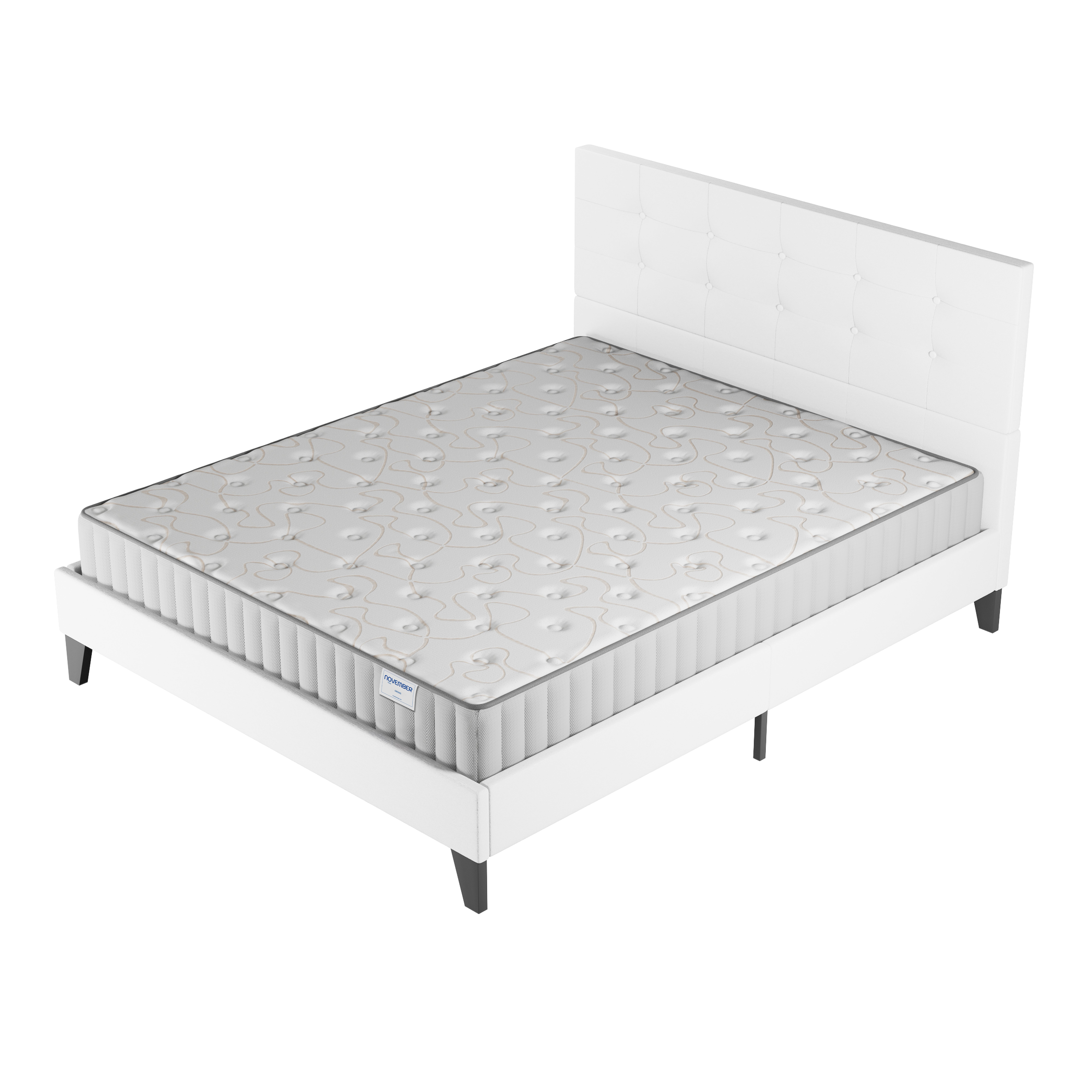 Ensemble 140x190cm-Matelas mémoire de forme + Lit avec tête de lit et sommier à lattes, Matelas 22cm d’épaisseur - 9