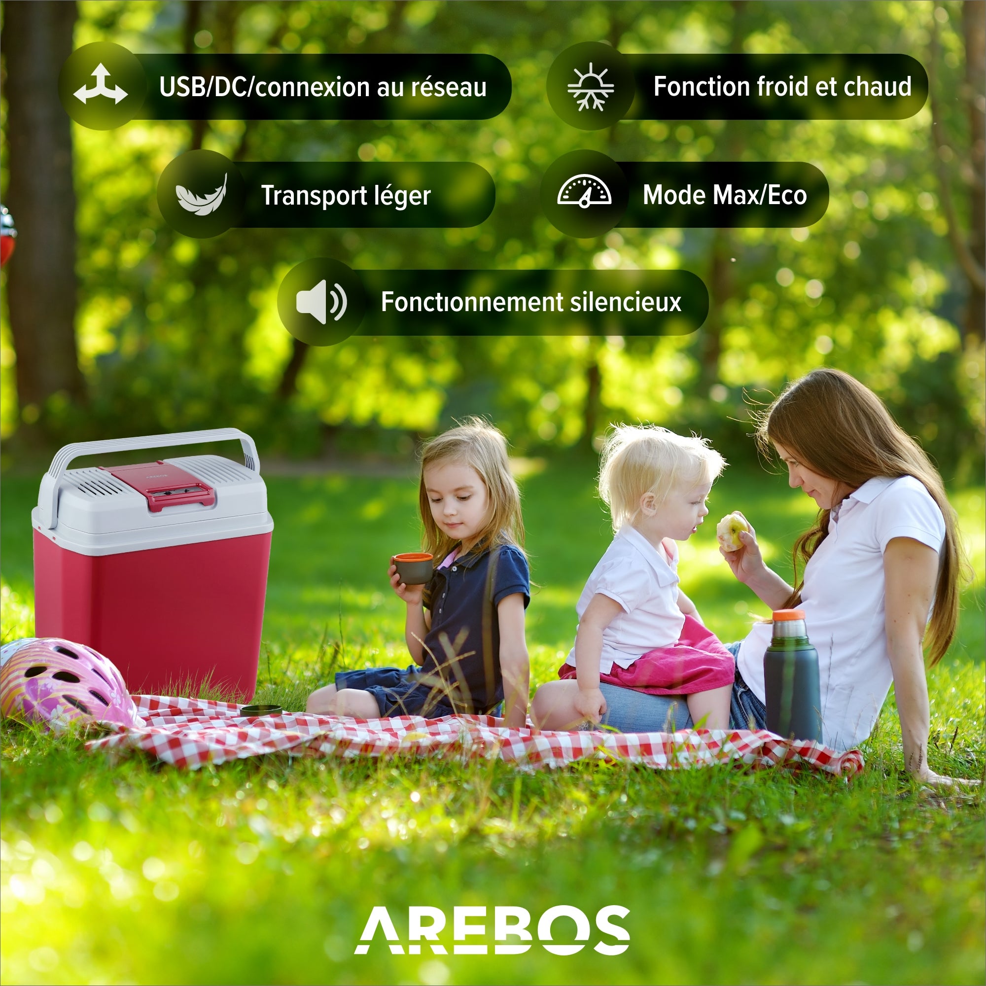 AREBOS 20 L Boîte réfrigérante Boîte chauffante thermoélectrique Glaciere Allume Cigare Glaciere électrique 12/230 V pour Voiture et Prise de Courant - 3