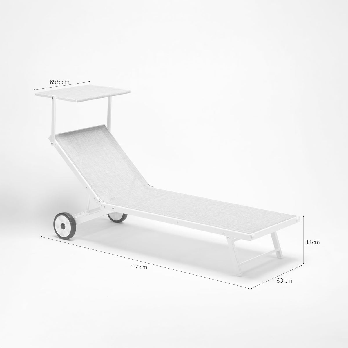 2 Bains de soleil avec roues transats piscine jardin aluminium Alabama - 8