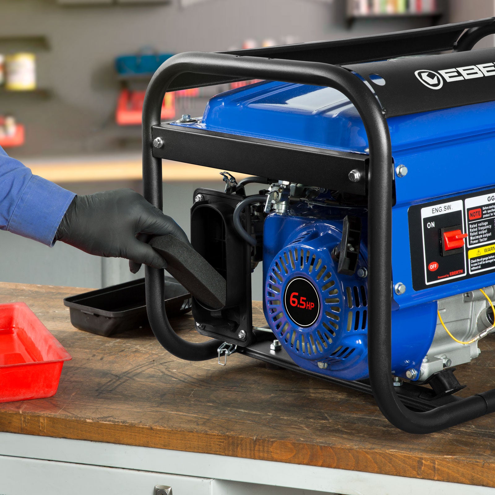EBERTH 3000 Watt Groupe électrogène Generateur electrique portable moteur à essence 6,5 CV, 4 temps, 2x 230V, 1x 12V - 6