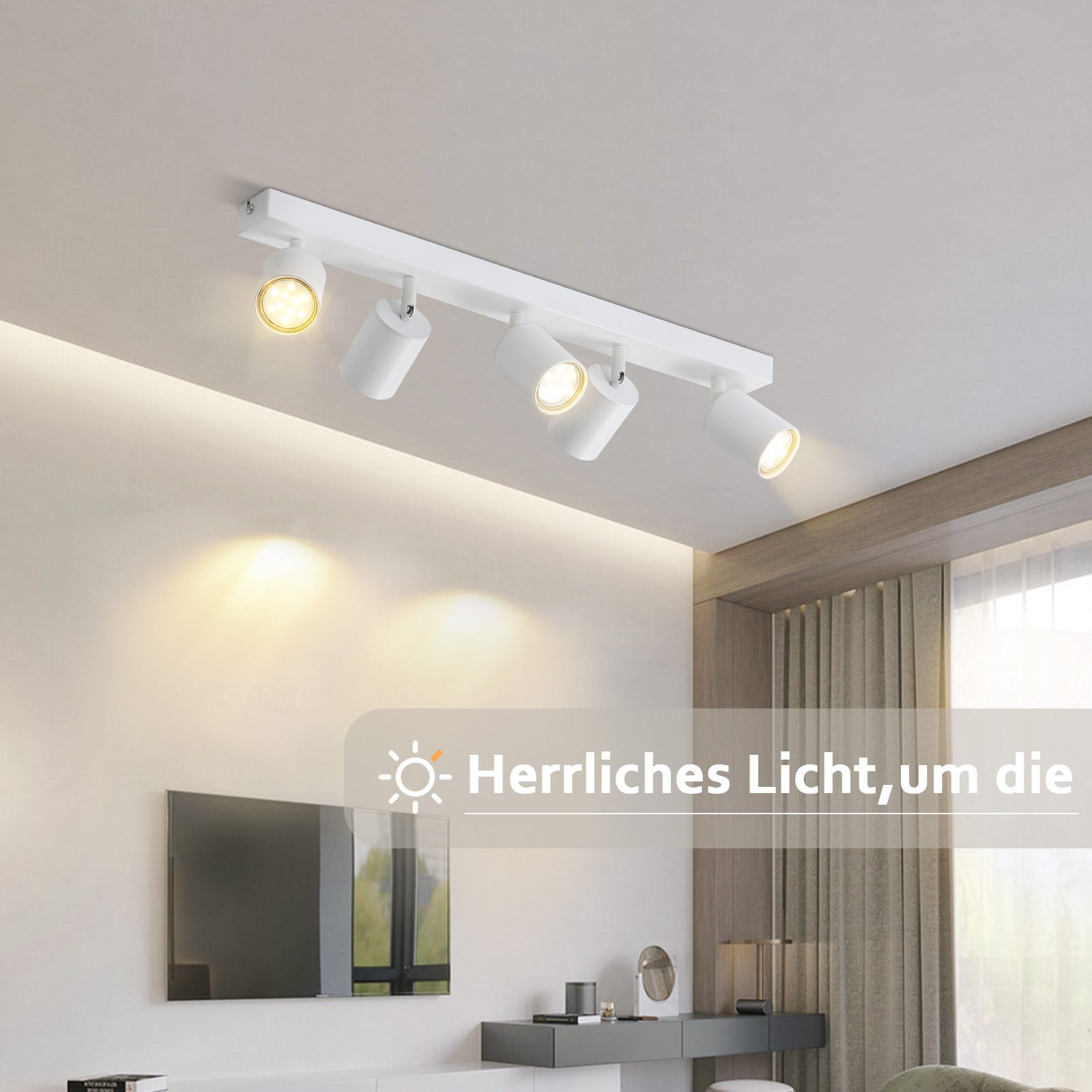 NETTLIFE Focos Iluminação de Teto LED Branco 5 Luzes GU10 Giratório 330° Industrial Moderno Sem Lâmpada para Sala e Quarto - 2