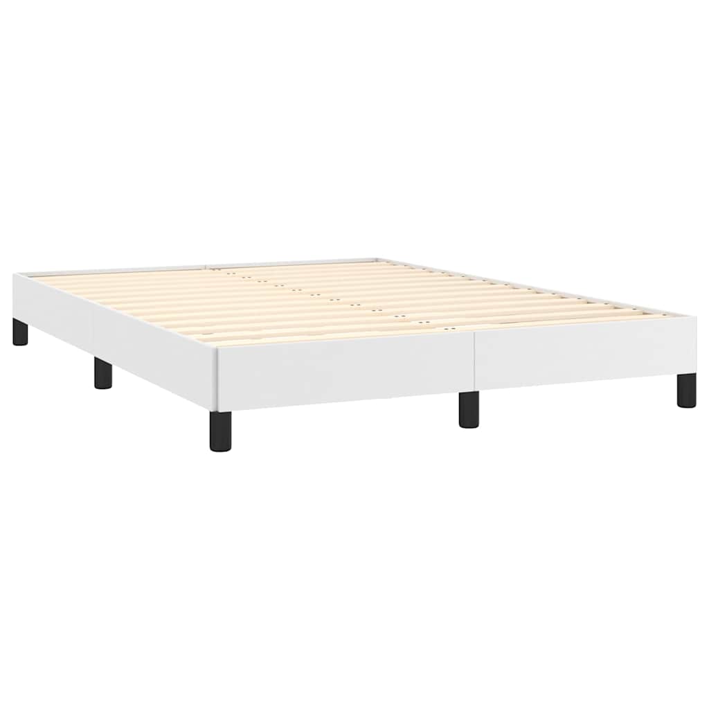Cadre de lit sans matelas en similicuir blanc pour la chambre, 140 × 200 cm - 4