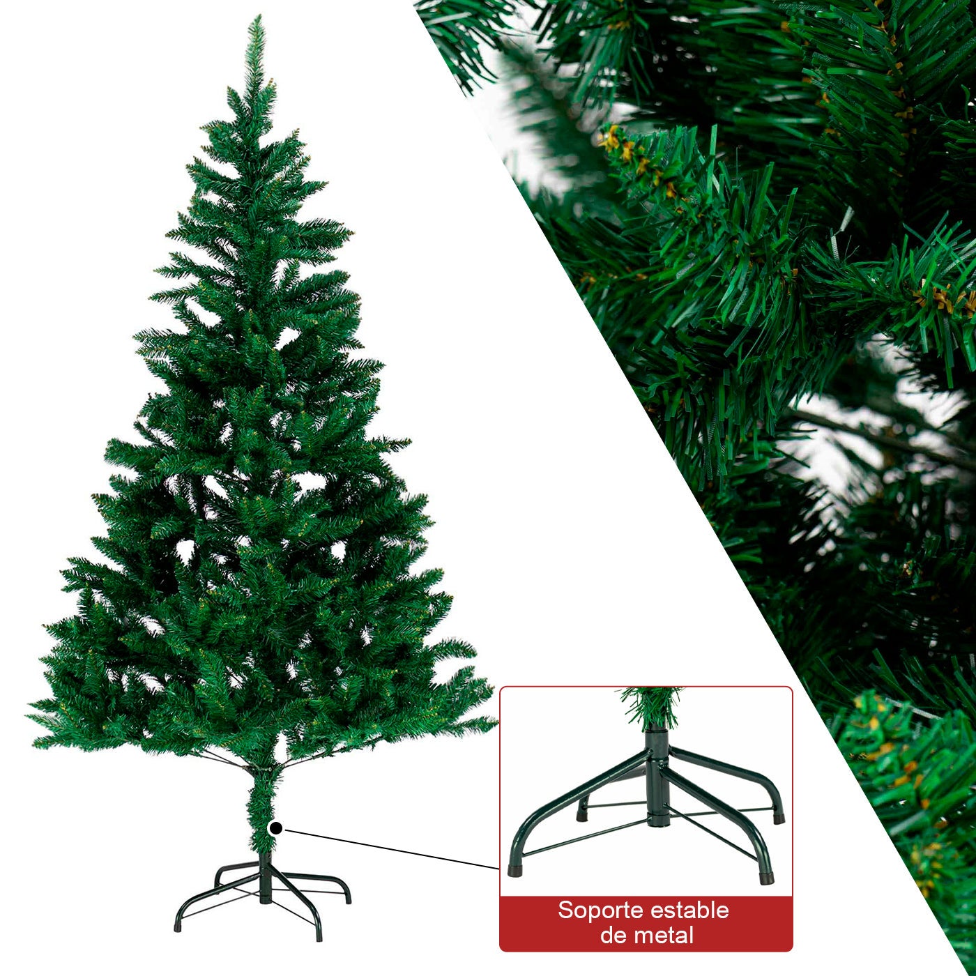 AITSSE- Árbol de Navidad Artificial Verde ,Árbol de PVC Ignifugo, Ramas Abatibles 180 cm de Alto - 2