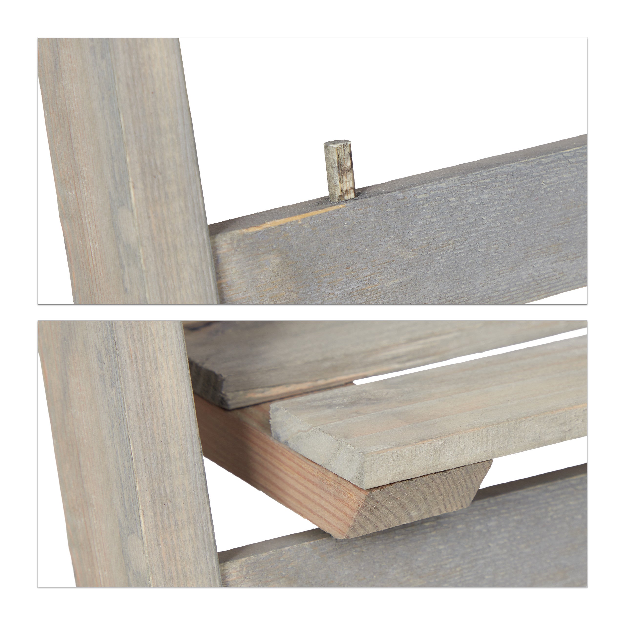 Escalier à fleurs, étagère bois, Escalier plantes échelle pliante intérieur, HxlxP: 51,5 x 41 x 24 cm, gris, Relaxdays - 7