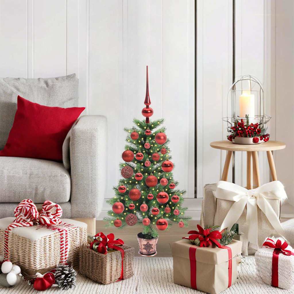 Petit Sapin de Noël Rose, Mini Sapin de Noël avec, Sapin de Noël Artificiel décoré de Boules en Forme d'étoile comme décoration de Table pour Salon, Cuisine, Chambre d'enfant, Bureau