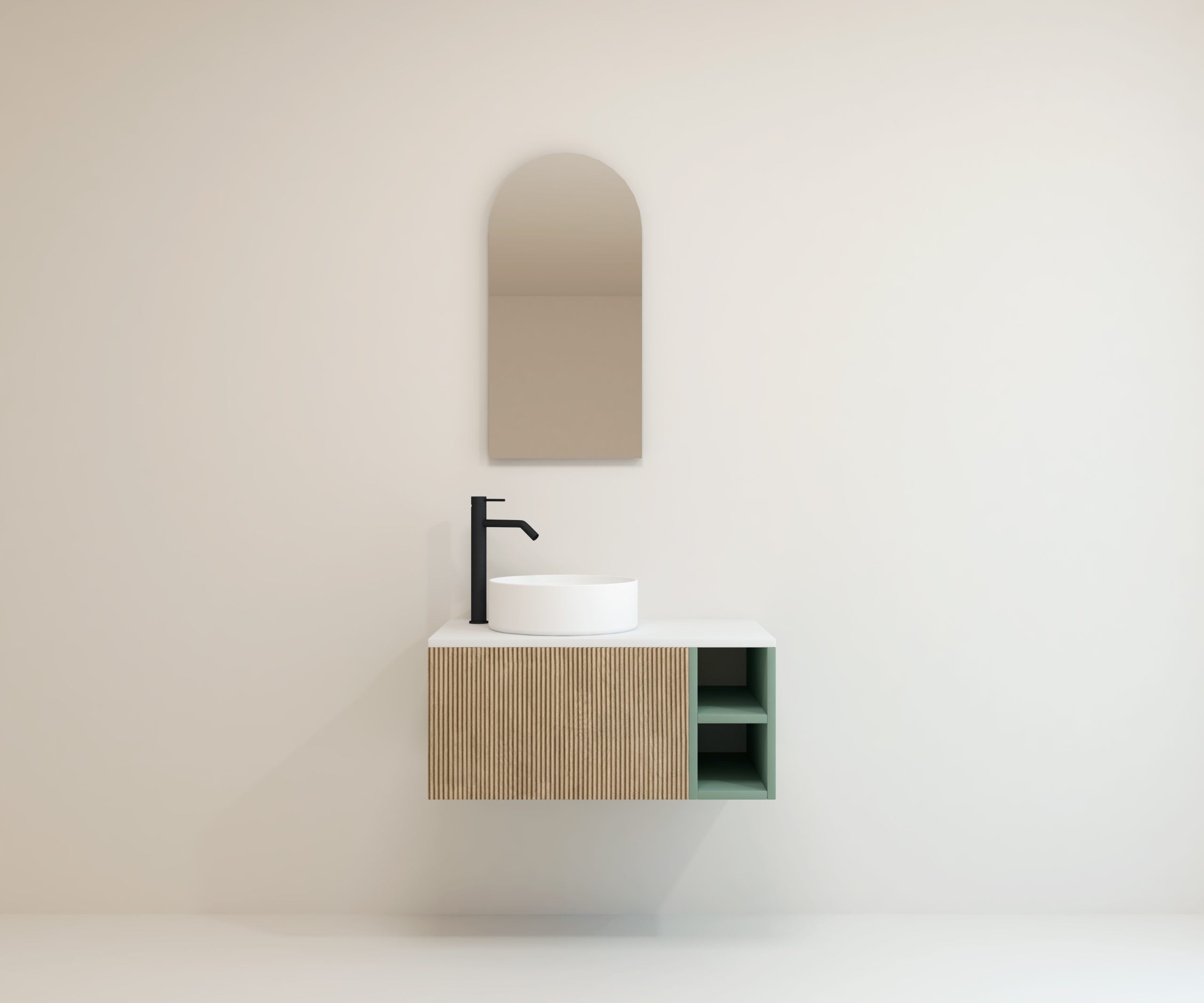 Ensemble de meuble de salle de bains Avantarea CHALAIN vert argile 80 cm + lavabo + miroir Alma - 4