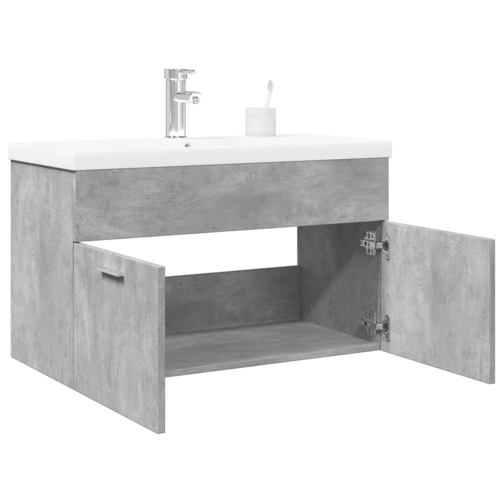Mobiletto Sottolavello VidaXL In Truciolato Grigio Cemento – 80x46x81,5 Cm, Con Ripiano E 2 Ante
