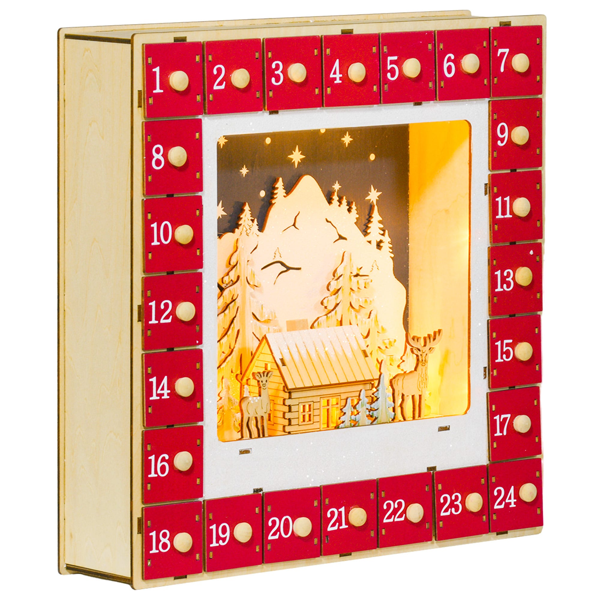 Calendrier de l'Avent en bois à remplir avec musique et LED - Scène de crèche - Calendrier de l'Avent - Décoration de Noël Calendrier de l'Avent en bois à remplir avec musique et LED - Scène de crèche - Calendrier de l'Avent - Décoration de Noël