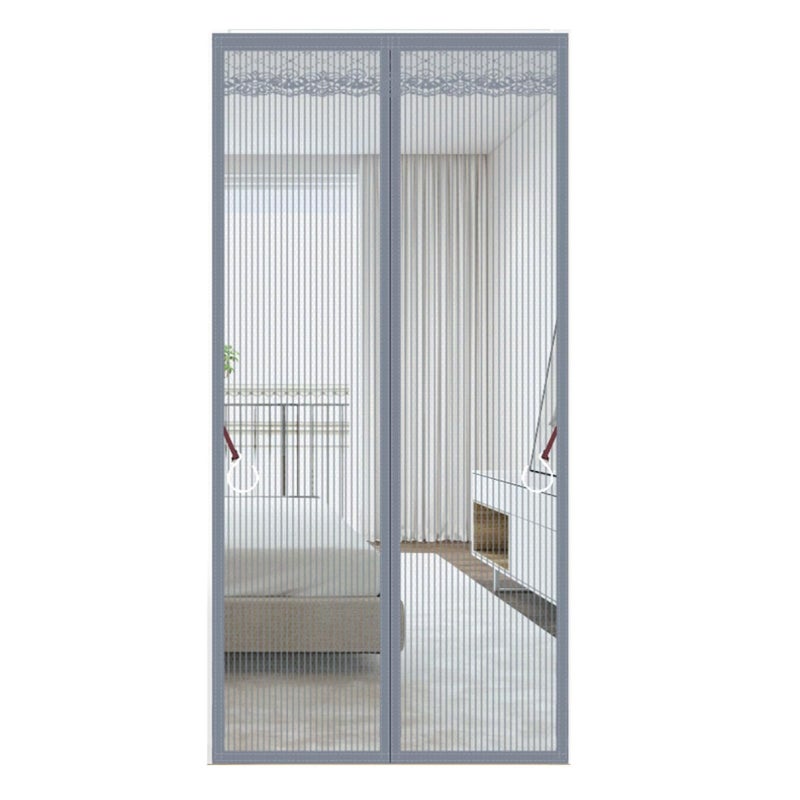 Drzwi magnetyczne, zasłona przeciw komarom z zapięciem na rzepy i magnesami (szare, 120 x 200 cm)