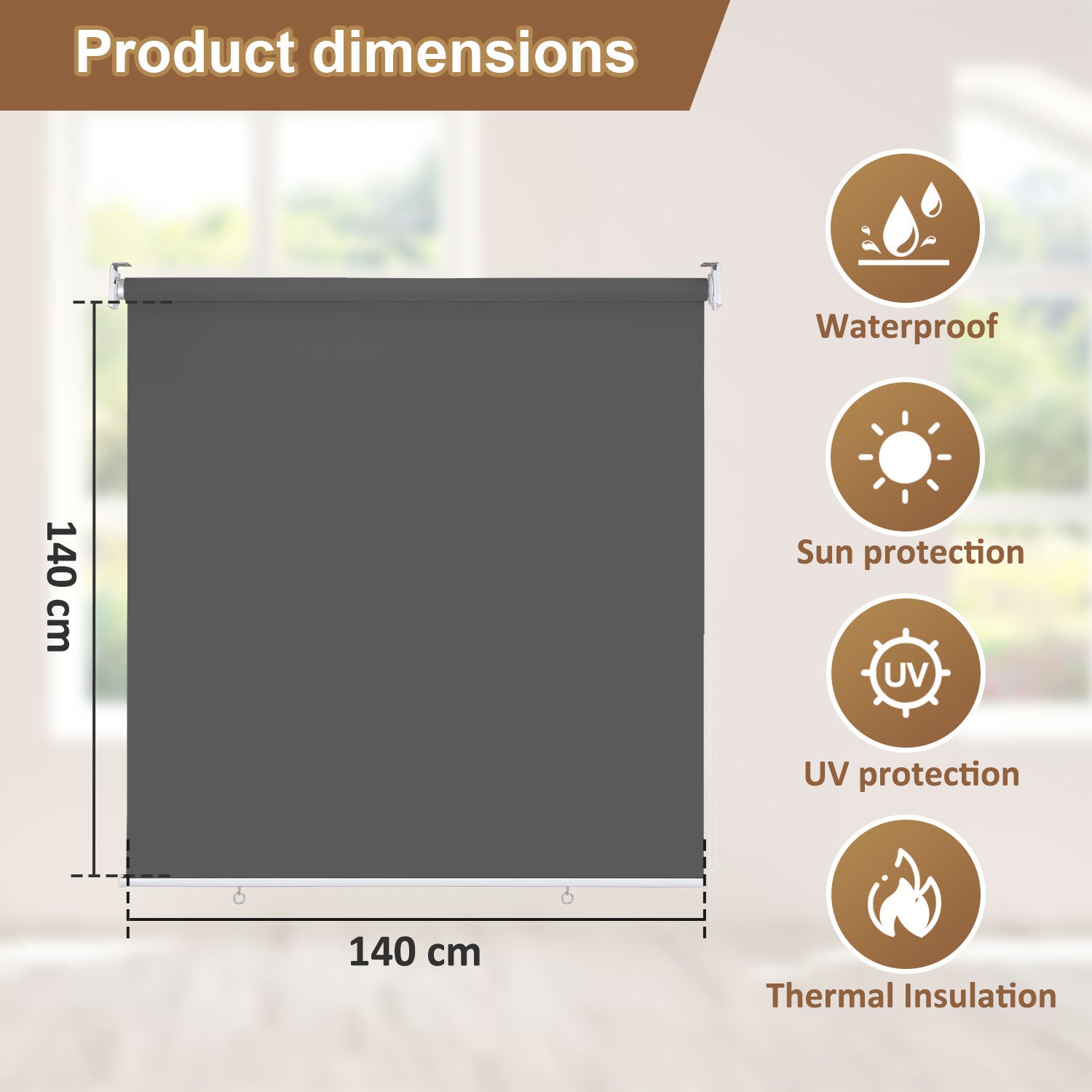 Store Enrouleur Balcon HOMEDEMO 140x240cm - Protection UV Extérieur