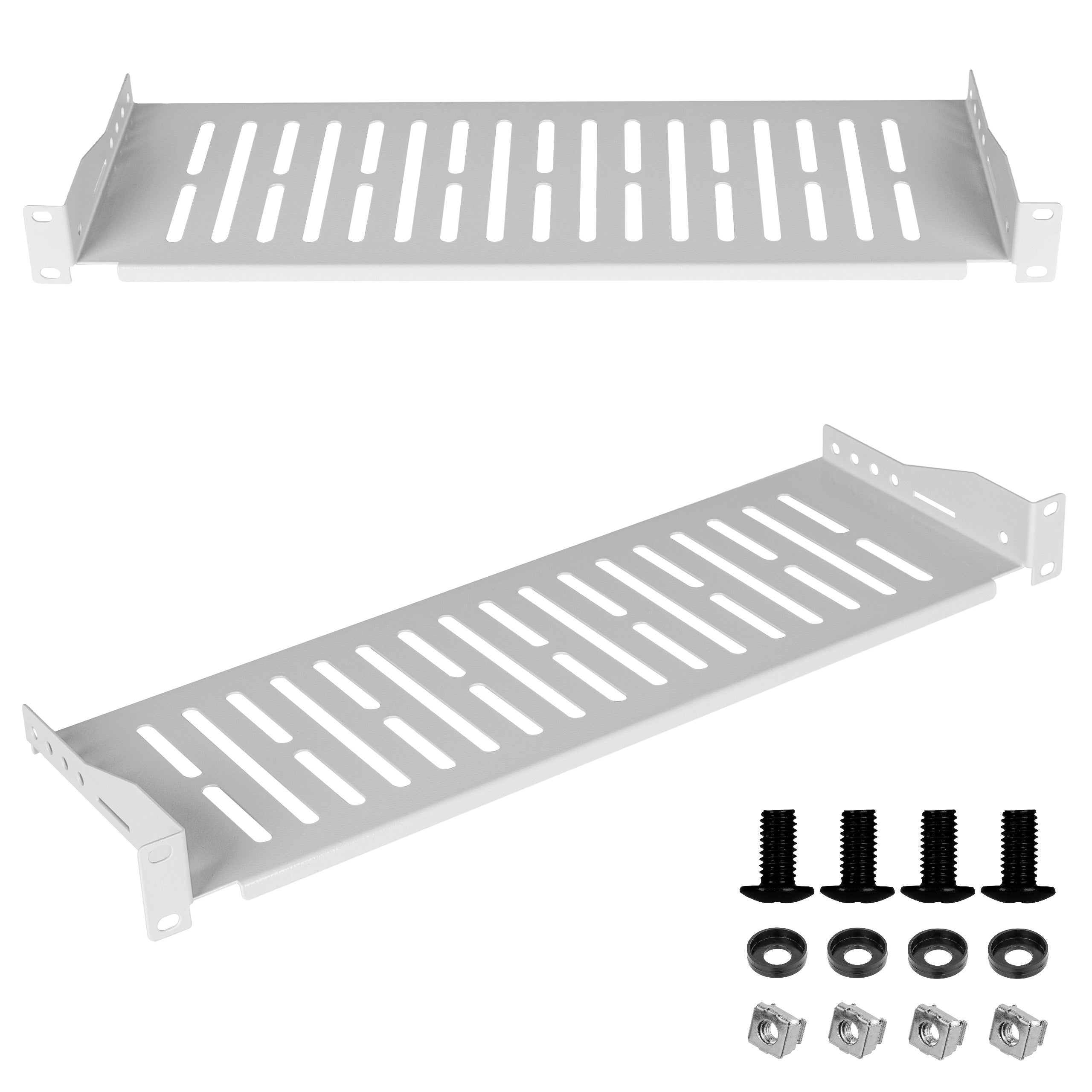 Półka Stała RACK 19" 1U 150mm SZARA do Szafy Serwerowa Perforowana NEKU