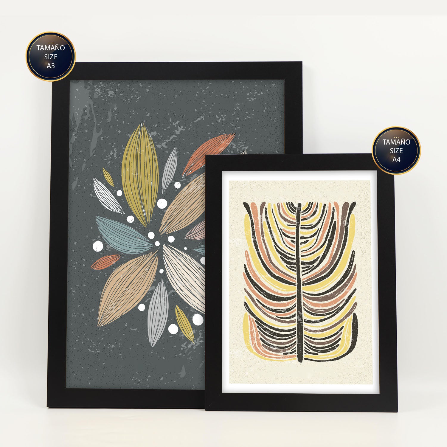 Nacnic Ensemble 6 Impressions De Plante Dans De Style Ethnique Cadre Décoratifs Pour Votre Chambre Maison Impression A4 A3 Avec Des Cadre Noir - 2