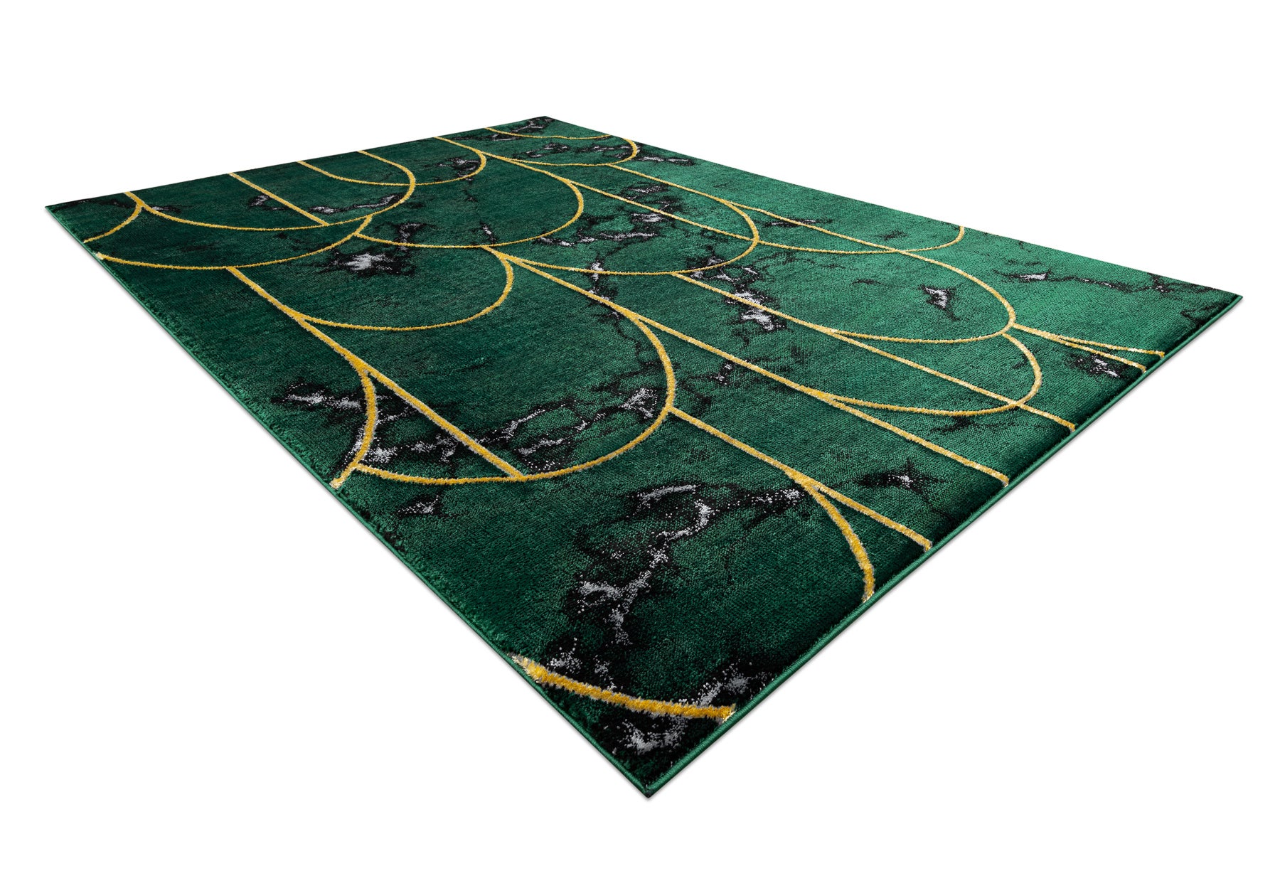 Dywan EMERALD ekskluzywny 1016 glamour, stylowy art deco, marmur butelkowa zieleń / złoty 140x190 cm - 4