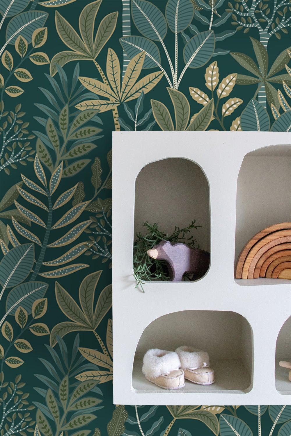 Papier peint feuilles bleu foncé et vert - 50 x 900 cm - ESTAhome - 3