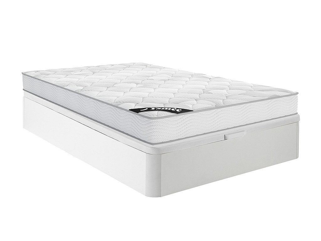 Zestaw 160 x 200 cm stelaż ze skrzynią biały + materac o grub. 20 cm ze sprężynami kieszeniowymi - SONGE marki YSMÉE