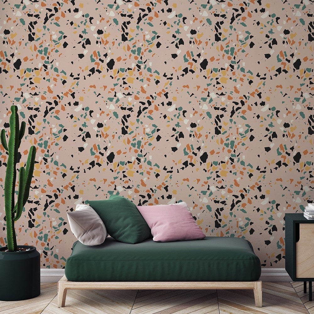 Papel pintado autoadhesivo con tintas eco, y libre de pvc, rollo de 129 x 260 cm terrazo classic