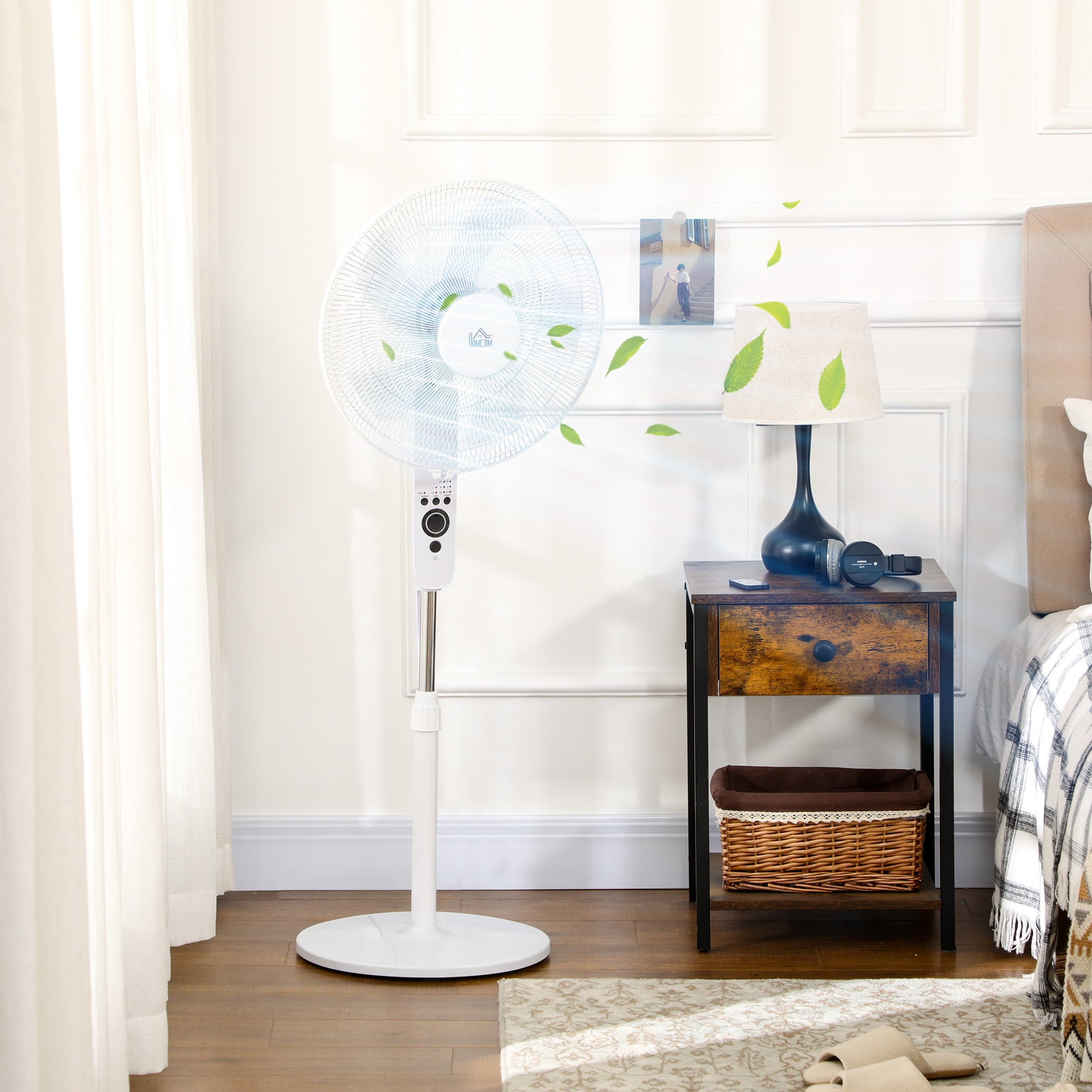 Pro Breeze AirFlo Slim – Ventilateur sur Pied 109 cm Silencieux & Puissant, 9 Vitesses, Oscillation 95°, Hauteur Réglable 70-130 cm, Télécommande, 3 Modes, Basse Consommation, Chambre, Bureau & Salon
