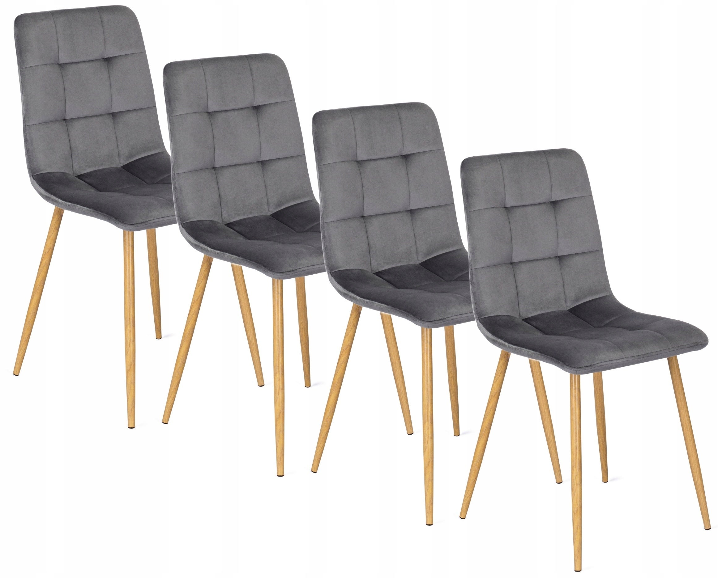 Zestaw 4x krzesło Tapicerowane Welurowe Loft Szare FREDY