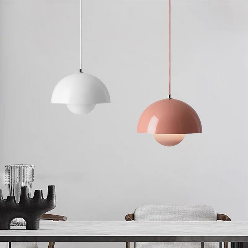Lustre, suspension moderne, plafonnier suspendu avec ampoule, luminaires de décoration intérieure, lumière chaude, 23 cm (rose) - 6