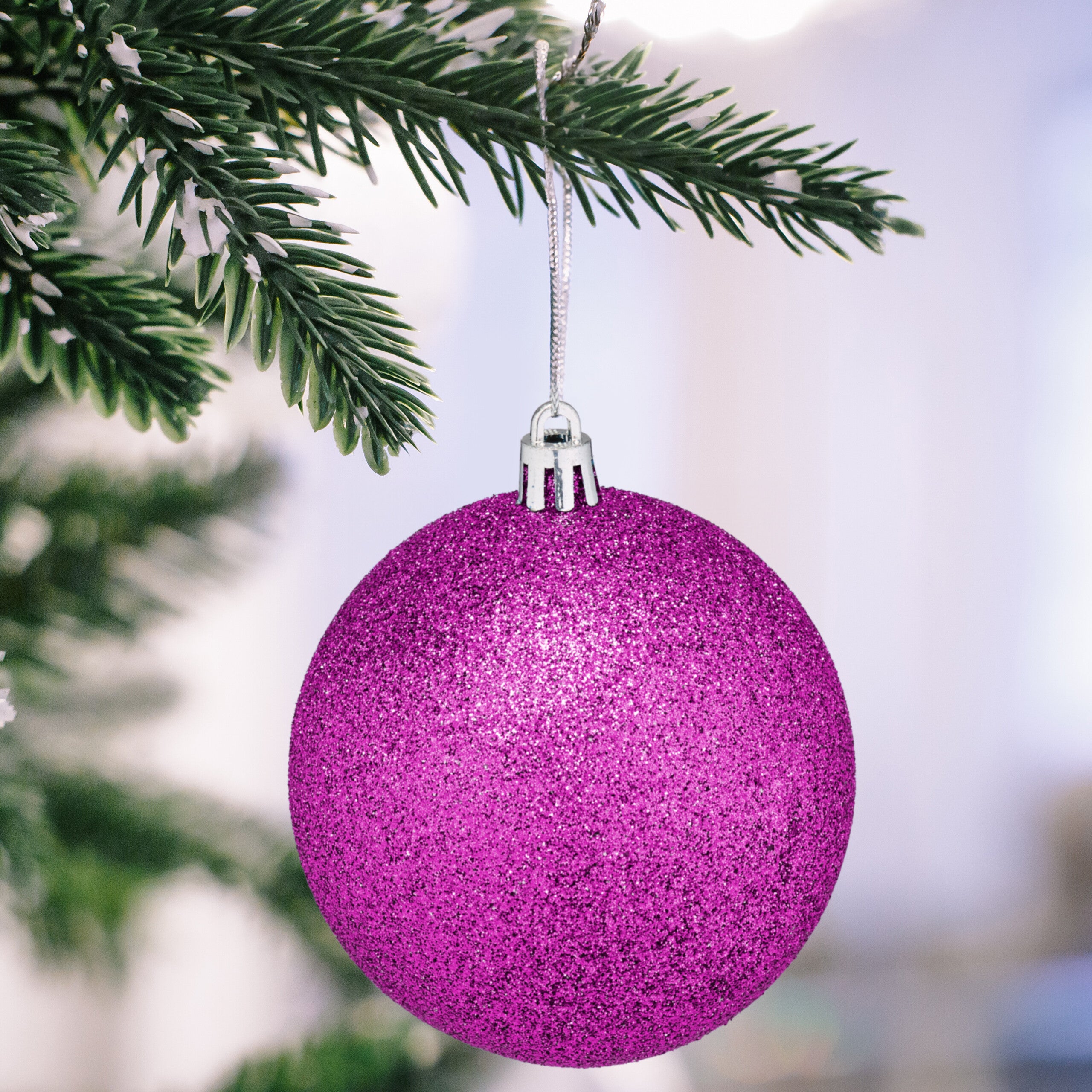 Set 150 Palline Di Natale Relaxdays Viola | Opache, Lucide, Glitterate, Diametri 3/4/6 Cm, Addobbi Albero