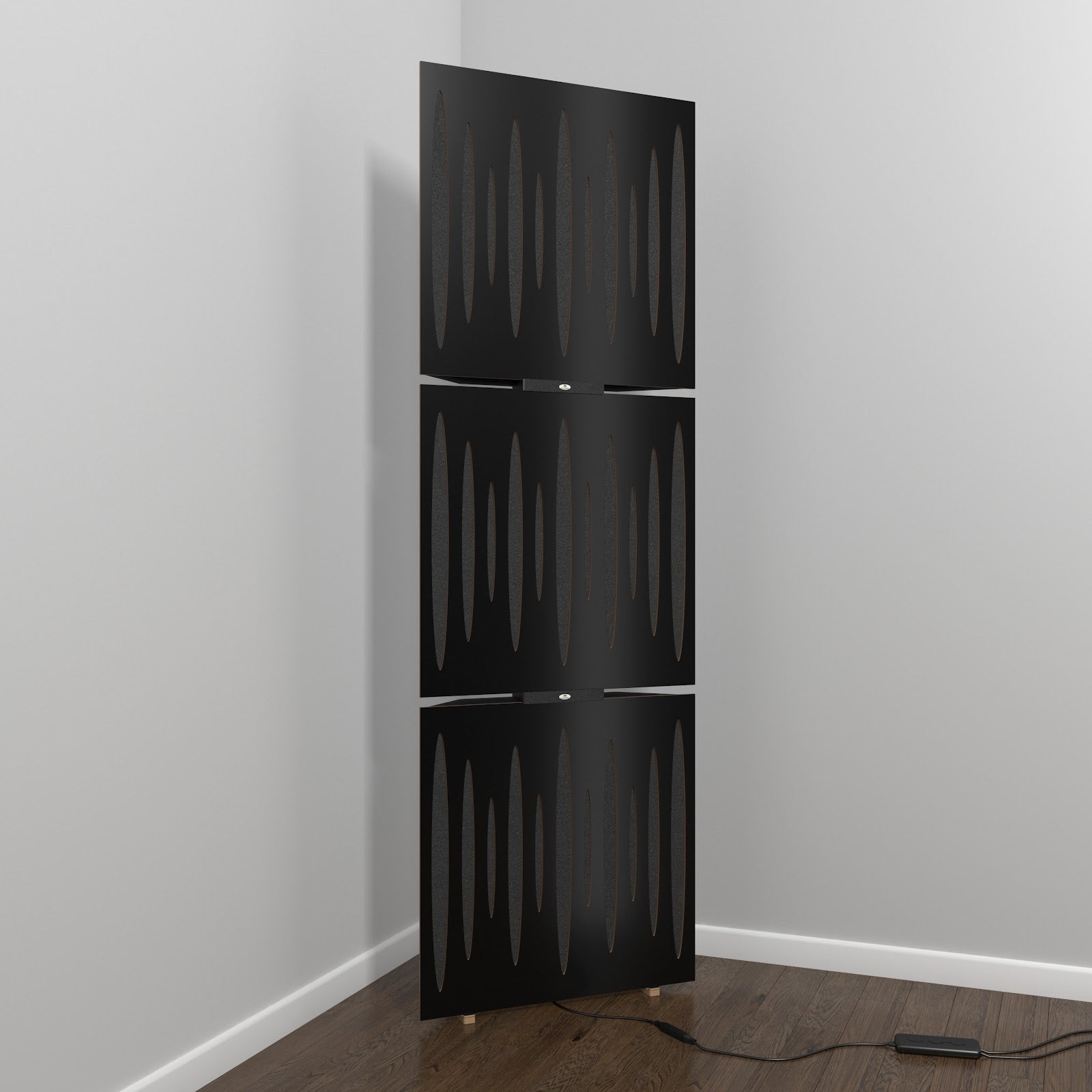 Lot de 3 Pièges à basses PULSE avec support de sol et rétroéclairage LED 150x50x15 cm -MDF perforé laminé et mousse acoustique -Noir - 2