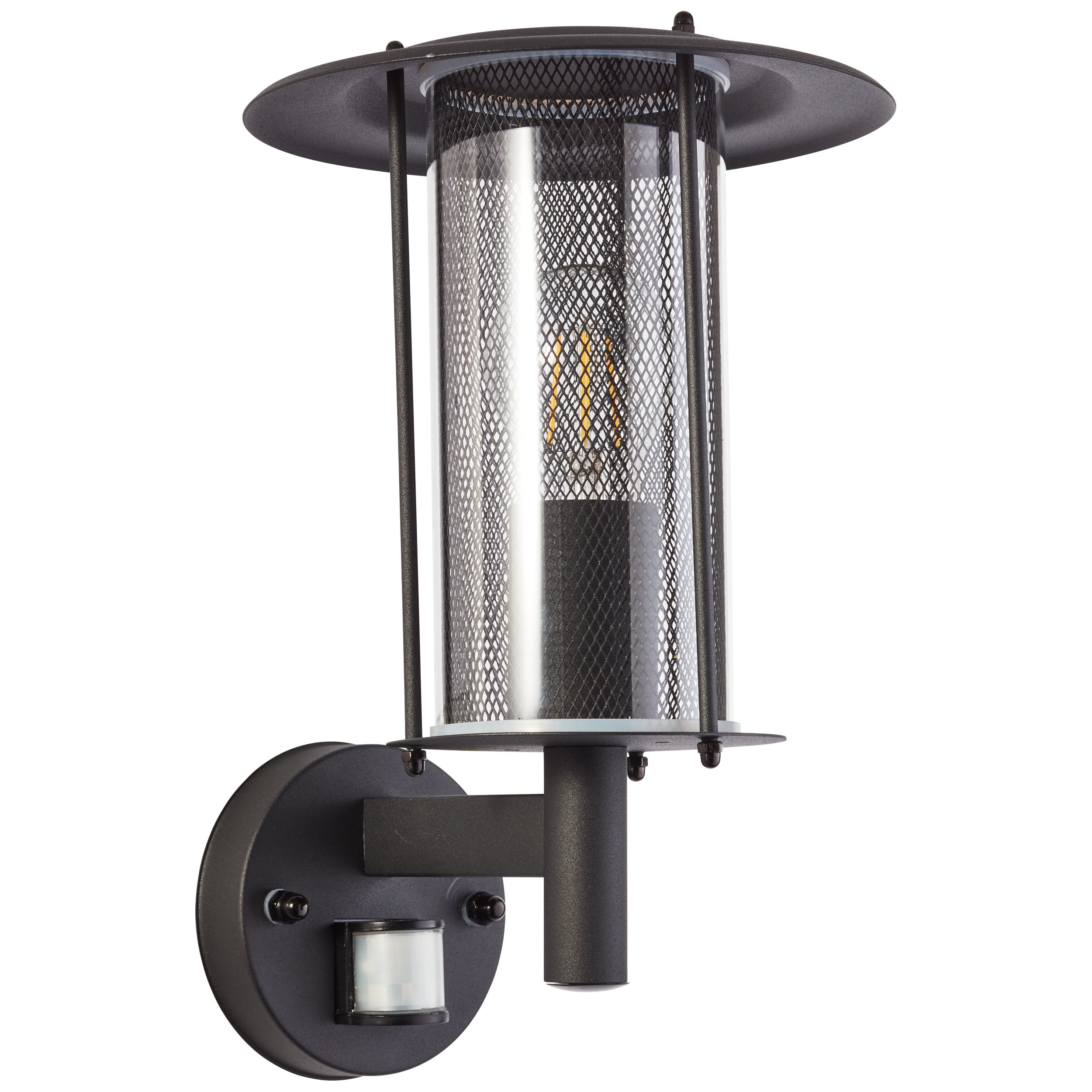 Zewnętrzna lampa ścienna Brilliant Detroit, wolnostojąca, z czujnikiem ruchu, czarna matowa Metal, tworzywo sztuczne 1x A60, E27, 20 W, pasuje do stan - 2