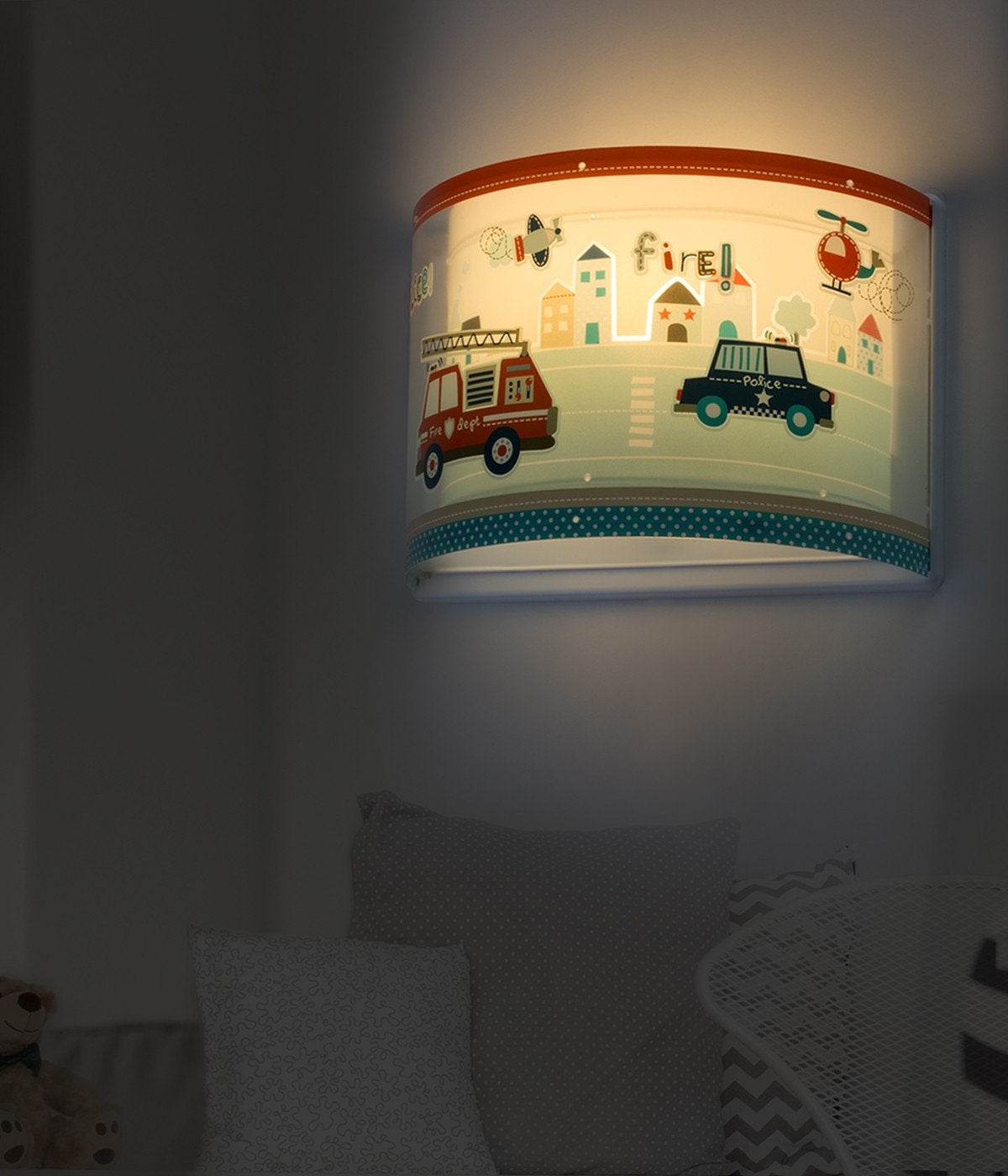 Lampada Applique Da Muro Per Bambini Jungle – Grafica Scenografica, Paralume In Tessuto, Per Cameretta 35x40 Cm