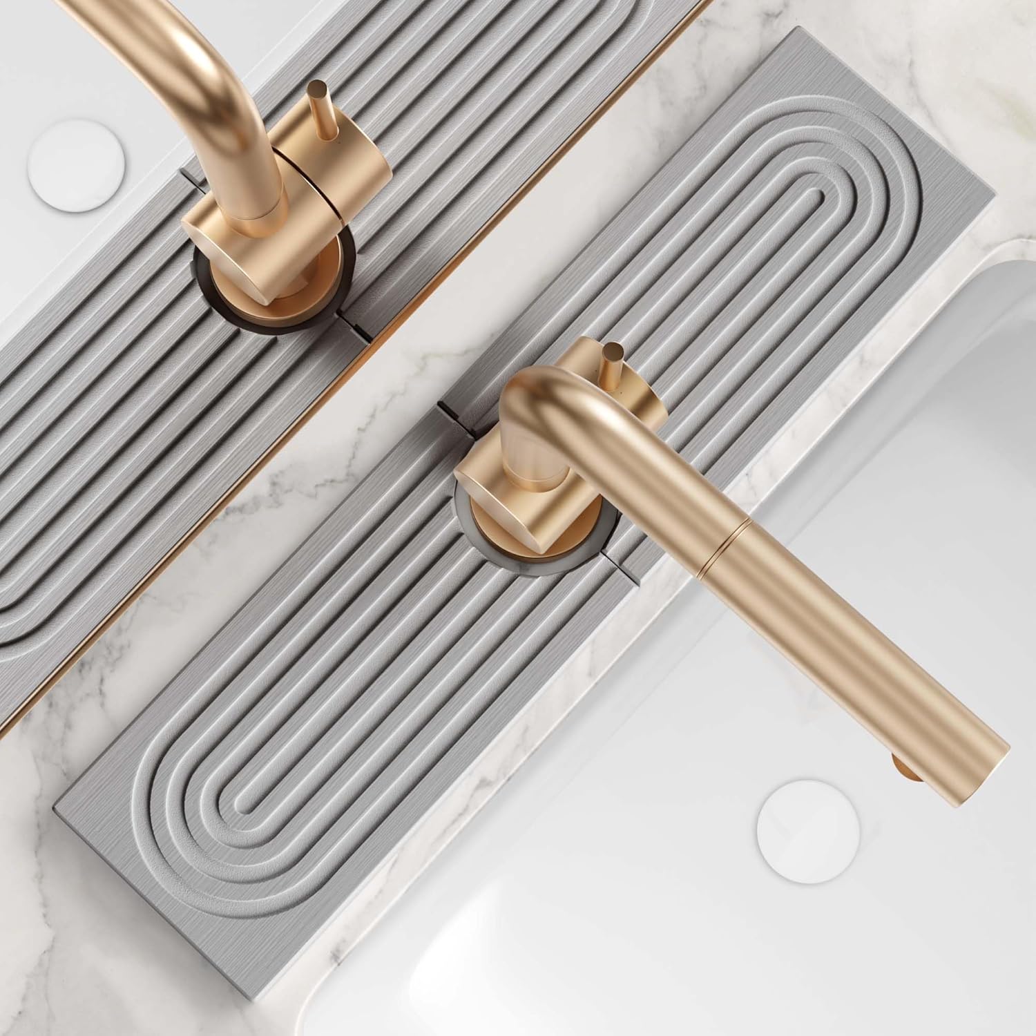 Mata podłogowa z ziemi okrzemkowej, jasnoszara, 45*10*0,9 cm, ochrona przed zachlapaniem na blacie łazienkowym.