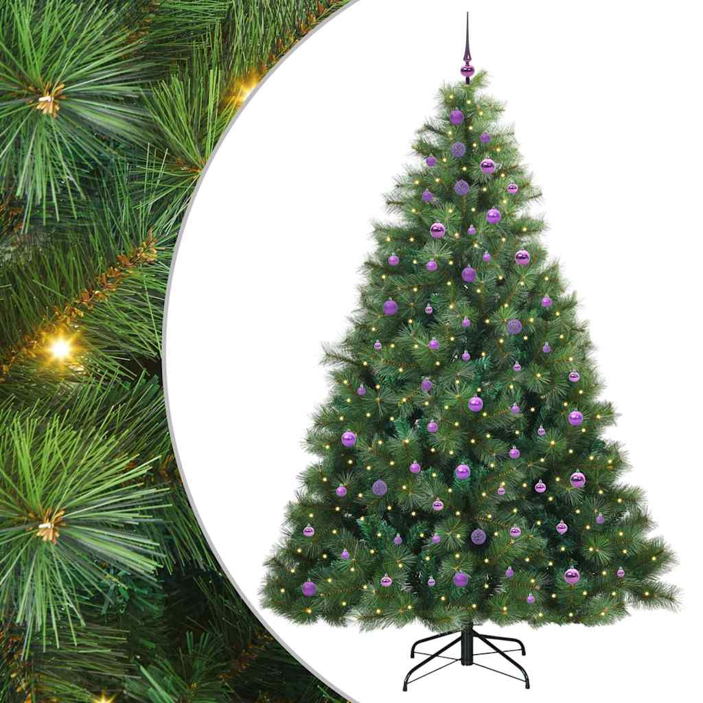 Sztuczna choinka z 300 diodami LED Zielony 240 cm PE i PVC