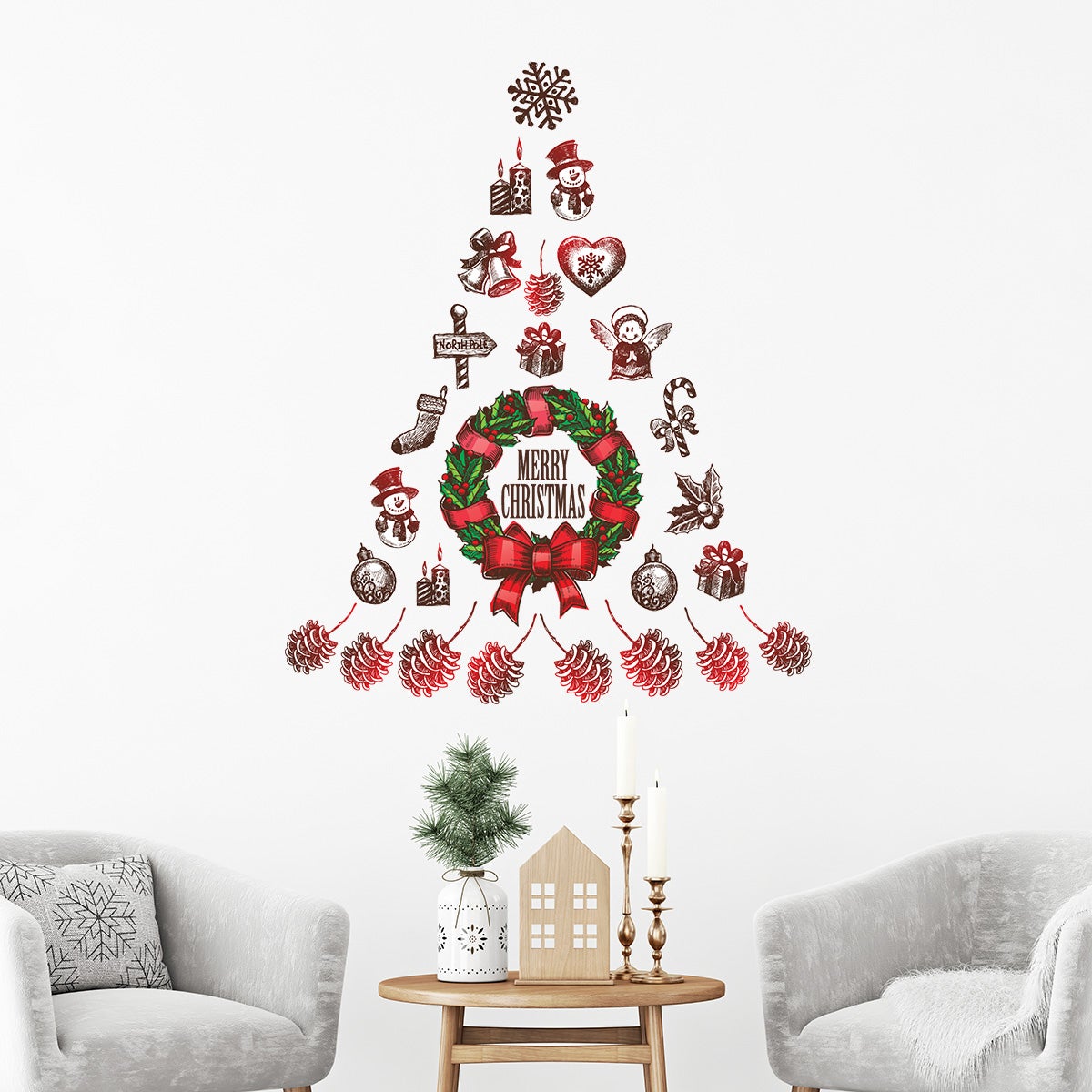 Vinilo navidad arbol de navidad navidad - adhesivo de pared - revestimiento sticker mural decorativo - 110x130cm