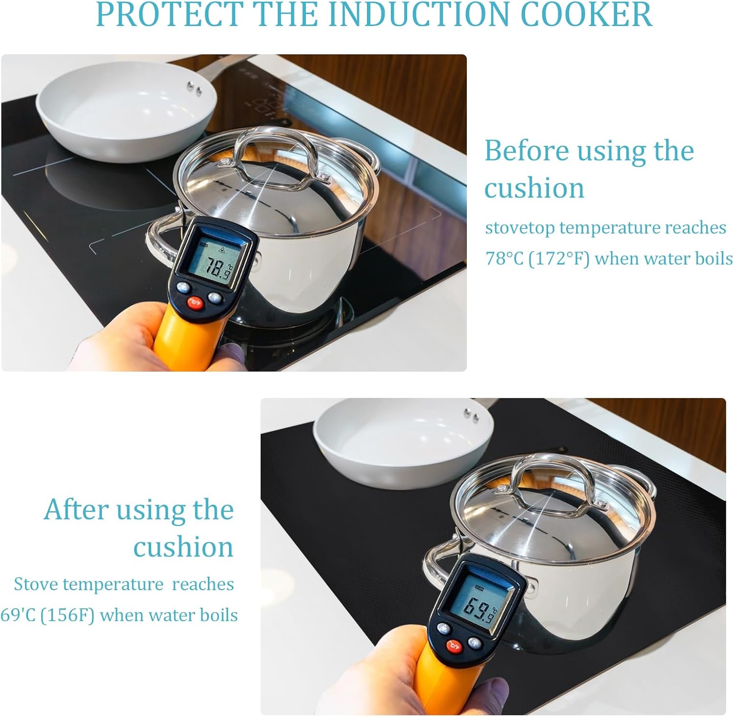 40x60cm Tapis de Protection Plaque Induction Anti Dérapant Résistant à la Chaleur en Silicone Tapis Induction Cooktop Induction Tapis pour Plaque - 3