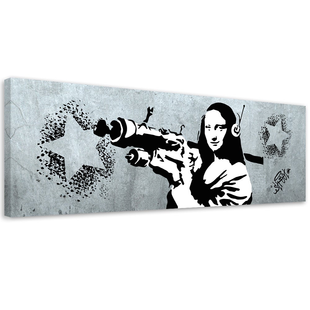 Obraz na płótnie, Banksy Mona Lisa i Bazooka 150x50