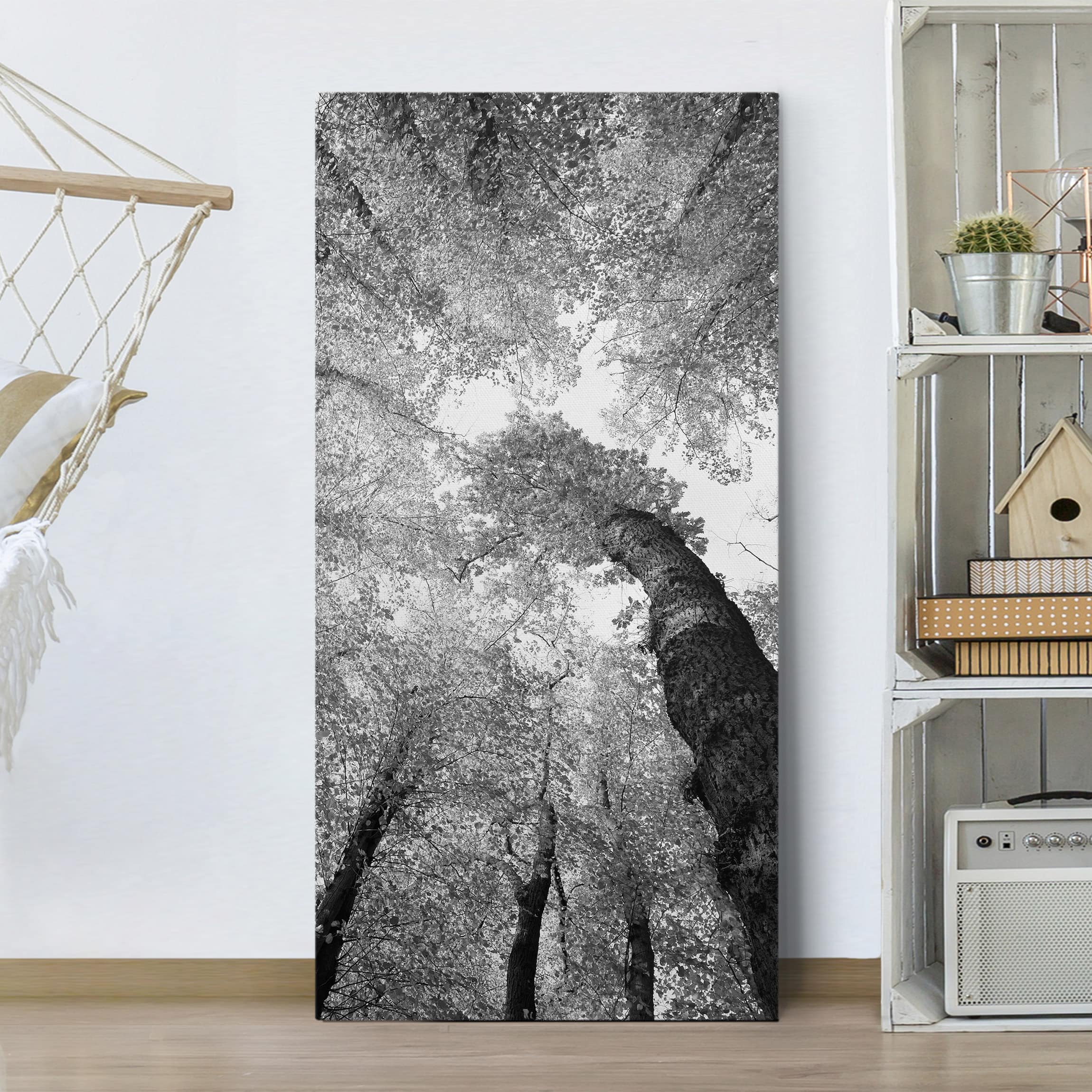 Lienzo cuadro en lienzo bastidor impresion en lienzo blanco y negro cielo paisaje árboles fotografía 199 dormitorio salón pasillo 40 x 80 cm
