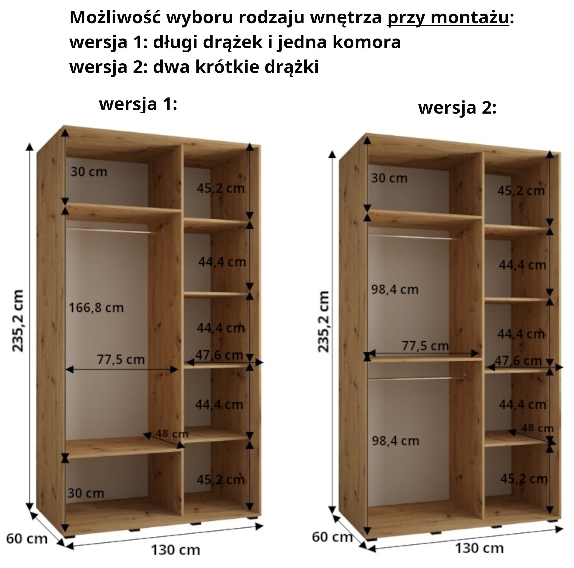Szafa przesuwna z lustrem wysoka Davos 11 130 x 60 x 235,2 cm biały + czarny + u. czarny - Abiks Meble - 5