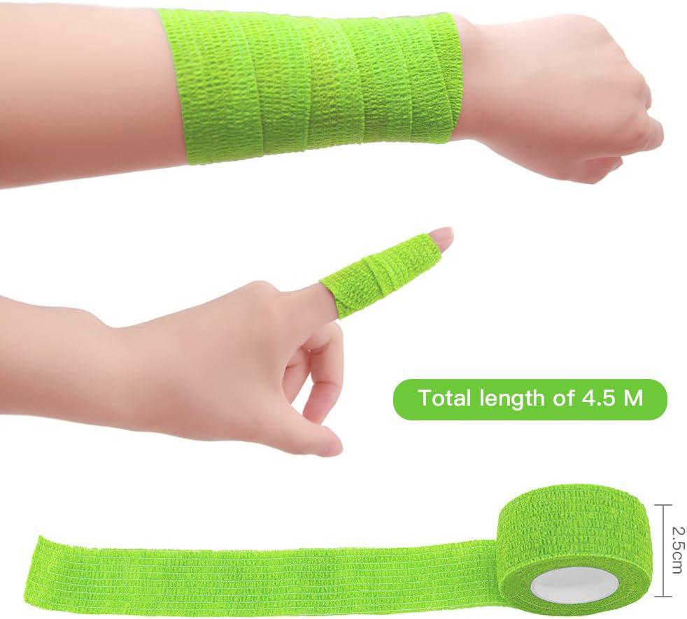 2,5 x 450 cm - 10 rotoli di nastro adesivo coesivo - Benda sportiva adesiva - Benda elastica autoadesiva - Benda medica - Striscia adesiva - 2