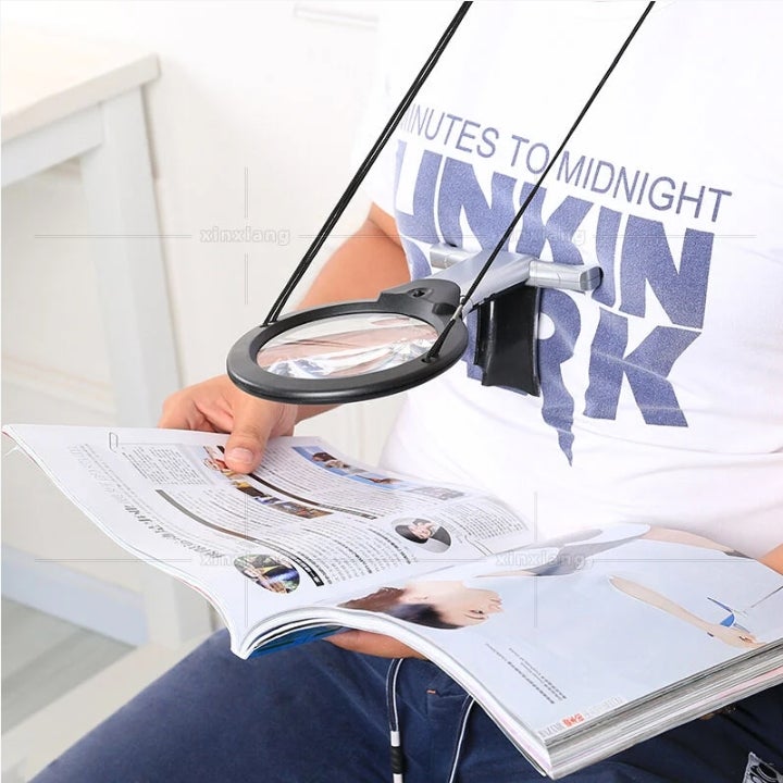 Loupe Avec éclairage Mains Libres Pour La Lecture, Loupe Grossissante 5x De 5,1 Pouces, Portée