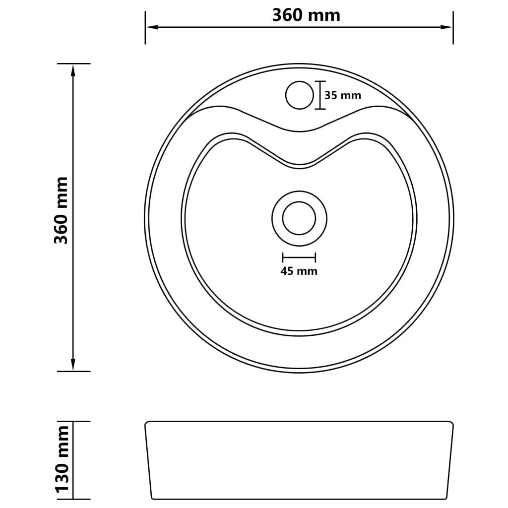 Lavabo de luxe avec trop-plein Blanc mat 36x13 cm Céramique vidaXL - 3