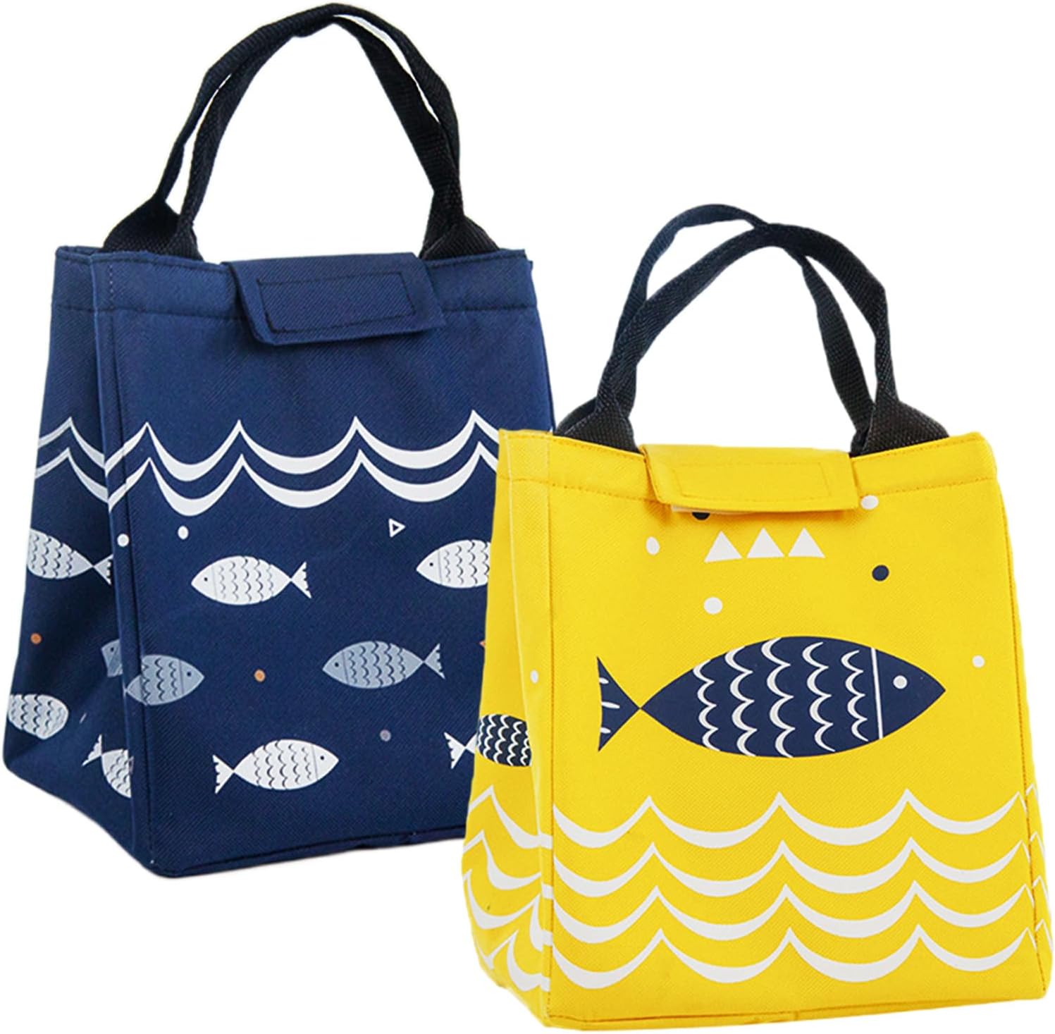 Dwuczęściowa torba na lunch z izolacją termiczną, 21 x 15 x 23 cm, wodoodporna i olejoodporna, żółta i cyjanowa torba na lunch w stylu tybetańskim